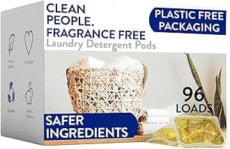 Clean People Laundry Washing Capsules - Recyclable Packaging, Hypoallergenic, Stain Fighting - Ultra Concentrated, Laundry Soap - Fragrance Free, 96 Pack