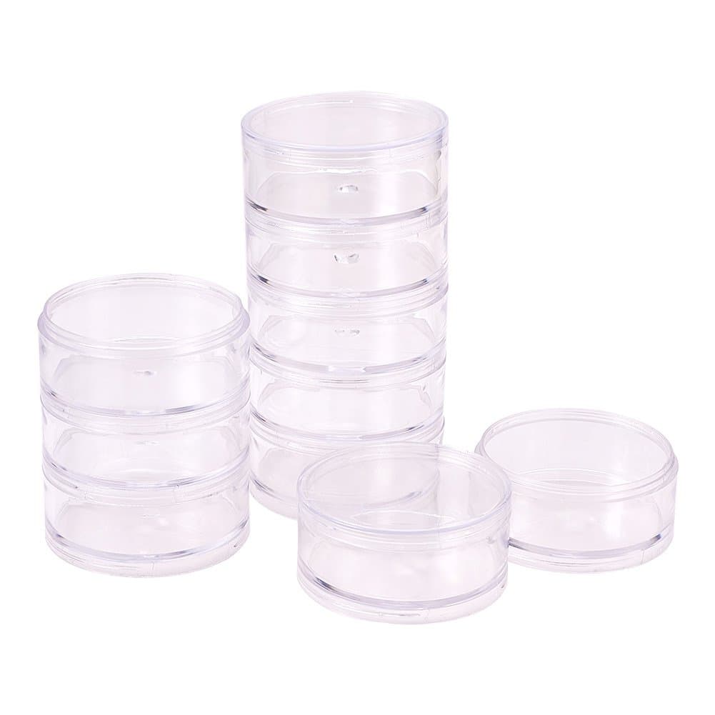 PH PandaHallPH PandaHall 2 Sets 5 Layer Cylinder Stackable Bead Containers 15ml Plastic Round Clear Storage Organizer Box with Screw Lid for Make Up, Eye Shadow, Nails, Gems, Beads, Jewelry, Small Items