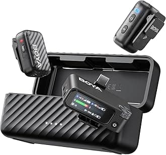 BOYAMIC 2 Wireless Microphones for iPhone 15-16/Android/PC/Camera,AI Noise Cancellation,32-bit Float Internal Recording,984ft Range, 54H Battery with Charging Case for Recording(without Clip Mic)
