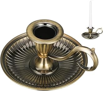 Taper Candle Holder with Finger Ring Vintage Metal Pillar Candle Stick Holder for Fireplace Mantle Wedding Dining Party Table Centerpiece Bronze