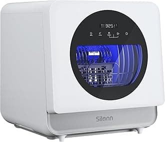Silonn Portable Countertop Dishwasher, Mini Dishwasher with 5L Water Tank for Apartments/RVs No Hookup Needed, Dish washer with 7 Wash Programs 4 Place Settings 360° Triple Spray System & Auto Air Dry