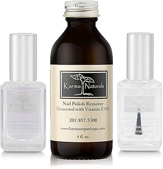 karma organic Unscented Nail Polish Remover, Non-Toxic Nail Treatment Vegan Cruelty-Free) (Unscented) (Unscented +Top/Triple Bas)
