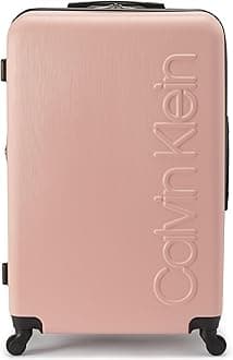 Calvin Klein Women's Hard Side Upright Luggage Spinner Light Weight Suitcase, Mellow Rose, Large