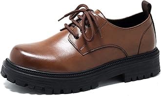 Mens Leather Black Platform Lace Up Lugs Sole Oxfords Shoes Modern Comfortable Classic Chunky Heel Increase Height Business Formal Dress Shoes for Wedding Work Party Office