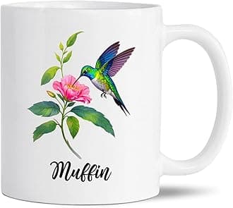 Customized Adorable Hummingbird Coffee Mug, Personalized Name Floral Hummingbird White Ceramic Cup, Hummingbirds Lover Mug Gift For Family Friends, Bird Lovers Cup, Hummingbirds Travel Mugs 11Oz 15Oz