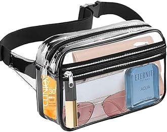 Clear Fanny Pack Stadium Approved,Fashionable Crossbody Belt Bags Transparent Waist Pack for women men,Bum Hip Bag for Sport Game,Beach,Concerts,Music Festival(Clear)