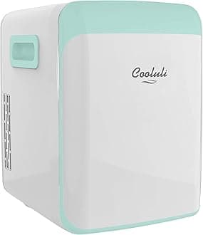 Cooluli15L Mini Fridge for Bedroom - Car, Office Desk & College Dorm Room - 12V Portable Cooler & Warmer for Food, Drinks, Skincare, Beauty, Makeup & Cosmetics - AC/DC Small Refrigerator (Turquoise)