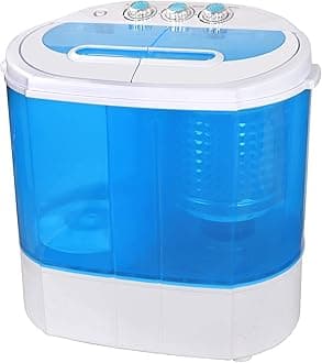 SUPER DEAL Small Portable Washing Machine 9.9lb Mini Compact Washer Twin Tub Laundry Machine Top Load Spinning and Washing Combo 6.57 FT Inlet Gravity Drain Hose