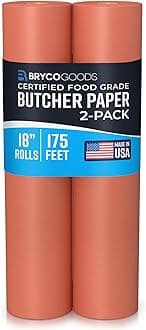 Bryco Goods Pink Butcher Paper Roll - 2 Pack of 18 Inch x 175 Feet Rolls - Food Grade Peach Wrapping Paper for Smoking Meat of all Varieties - Made in USA