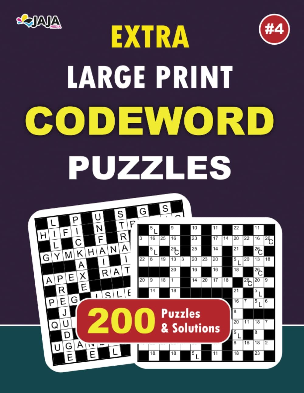 Extra Large Print Code Word Puzzles: Vol.4: 200 Large print Puzzles of varying difficulty levels, the perfect brain booster for Adults, seniors, and youths alike.