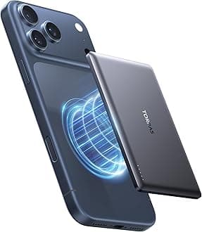 MiniMag Ultra Slim Power Bank for MagSafe, Fast Charging 5000mAh Magnetic Portable Charger, Wireless Battery Pack with USB-C Cable for iPhone 17 Pro Max/Air/16/15/14/13/12, Gray Titan.