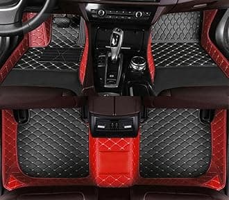 Custom All-Weather Protection Leather Car Floor Mats for Cars Sedan SUV Sports Car Waterproof Floor Mat (Black+red)