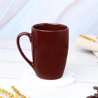 Emble by Vola Big Vivid Dark Brown Ceramic (Porcelain) Premium Tea & Coffee Mug-300ml Microwave Safe | Home & Office Use | Kitchen & Dining Luxury Tableware | Ideal for Gifting |