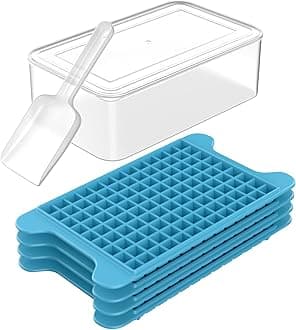 Mini Ice Cube Tray for Freezer: FDDBI Small Ice Trays for Freezer with Bin - 117×4PCS Easy Release Nugget Ice Tray - Crushed Ice Tray with Ice Container