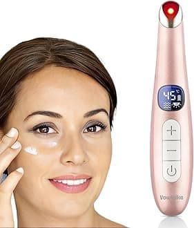 Eye Lift Wand, 3 in 1 Vibrating 98°F to 113°F LCD Eye Massager for Dry Eyes, Dark Circles and Puffiness, Face & Neck Lifting Tool for Fine Lines and Wrinkles, Rose Gold