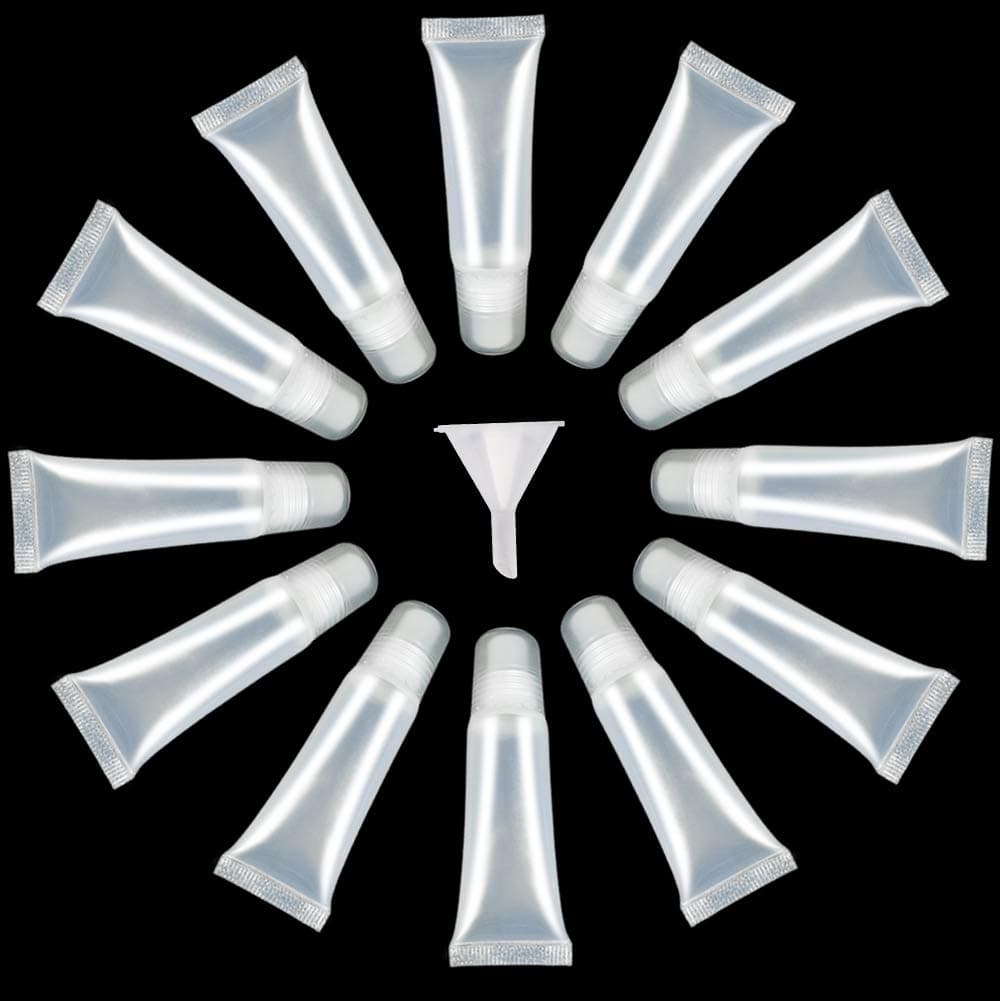 12pcs 8ml Mini Clear Soft Empty Lip Gloss Tubes Container, Refillable Empty Lip Balm Tubes, Mini Lip Gloss Containers for Women Girls DIY…