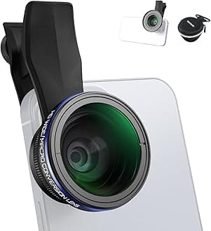 NEEWER 2 in 1 Smartphone Lens Kit, 0.75x Wide Angle 2x Macro Phone Lens Compatible with iPhone Samsung Android Cellphone, Detachable HD Lens with 17mm to 37mm Adapter Ring & Lens Filter Adapter, LS-60