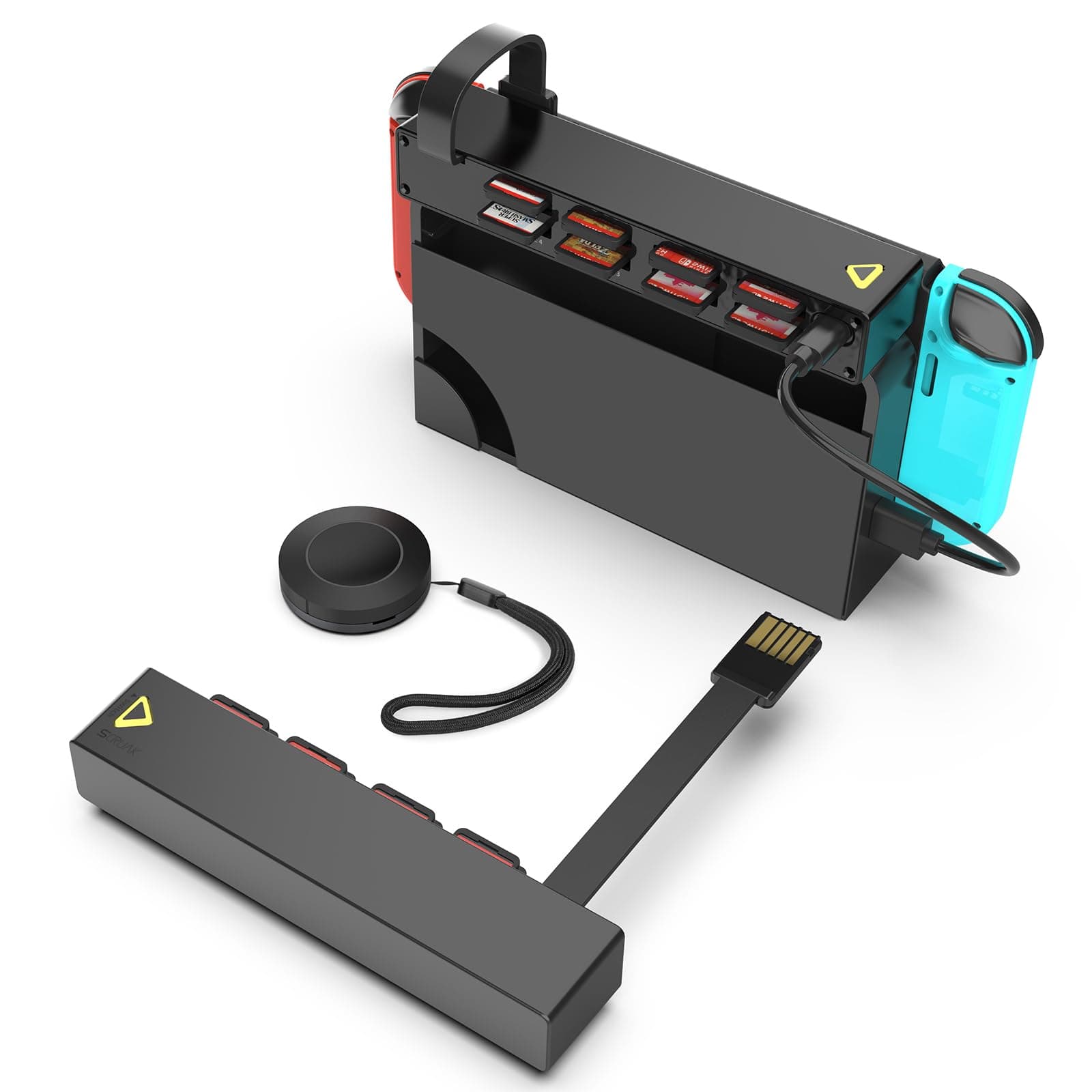 8-in-1 Game Card Reader for Nintendo Switch/Switch OLED Console and Dock, Mutilple Switch Games Reader, Card Storage Holder Accessories (4 Slots for Switching Games + 4 Slots for Storage)