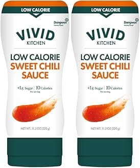 VIVID KITCHEN Low-Calorie Sweet Chili Sauce - 2 Pack - Low Sugar, 10 Cal/Serving - No Preservatives or MSG - Easy Squeeze Bottle - Healthy Asian-Inspired Sauce for Dipping, Stir-Fry, and More