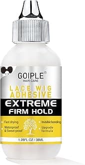 Goiple Wig Glue for Lace Front Wigs, Waterproof Lace Front Wig Glue for Wigs, Strong Hold Transparent Lace Adhesive for Hair Replacement Invisible Hair Bonding Wig Adhesive(1.28 fl oz)