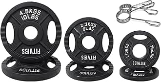 Fitvids Olympic 2-Inch Cast Iron Plate Weight Plate for Strength Training and Weightlifting, Two Hole Style, 35LB Set