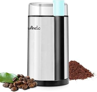 Coffee Grinder, Wancle Electric Coffee Grinder, Quiet Spice Grinder, One Touch Coffee Mill for Beans, Spices and More, with Clean Brush (Black+Stainless Steel+Light Blue)