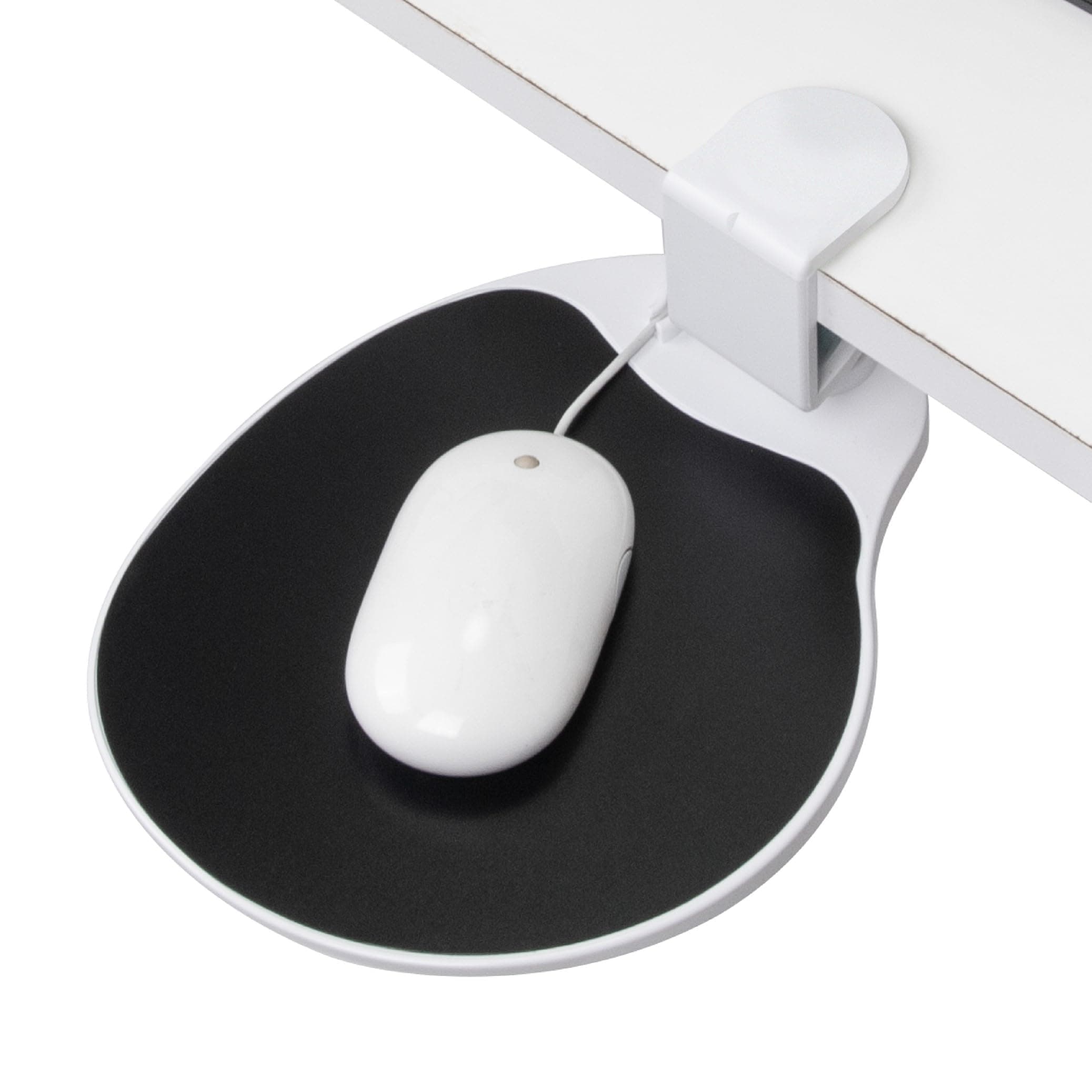 EHO Under-Desk Mouse Platform/Clip on Mouse Pad Rotating 360 Degree, Ergonomic Mouse Tray Attachment, Office Mouse Pad, Slide Out Mouse Tray