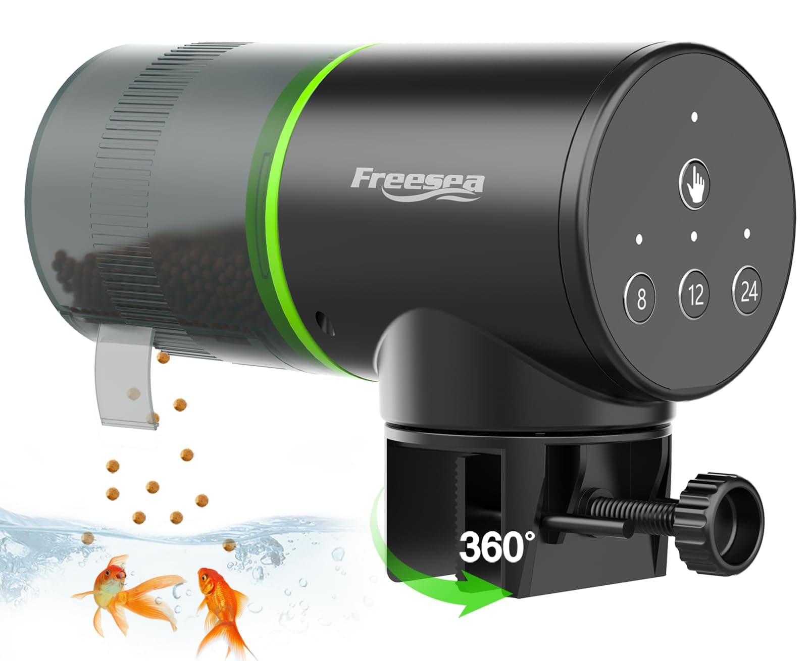 FREESEA Aquarium Automatic Fish Feeder: Vacation Timer Feeder for Fish Tank Electric Adjustable Auto Fish Food Dispenser 0.05 Gal & Two Fixed Methods