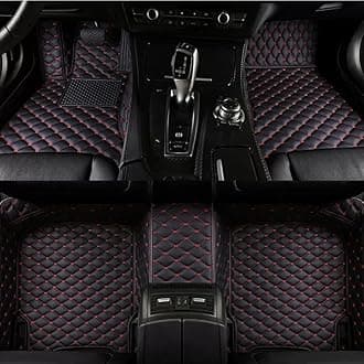 Custom Personalized Floor Mats for Cars，Luxury Full Coverage All Weather Car Floor Mats，Anti-Slip Leather Car Mat Set ，Custom Floor Mats for 99% of Cars, Trucks & SUVs (Black 8 Red)