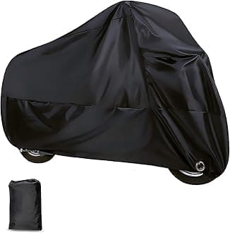 Pack-1 Motorcycle Cover, 96.4" x 41.3" x 49.2" Waterproof Sunproof Outdoor Protector for All Seasons, Foldable Buckle with Lock Design Anti-Theft Cover, Universal for Motorcycles (Black)