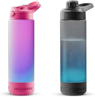 Aquaminder Silicone Smart Water Bottle With Hydration Reminder For Adult & Kids With Easy Grip, Glows & Beep Feature Frosted 770 Ml | Perfect For Gift, Gym,Office & Daily Use (Volga+Indus(Pink))
