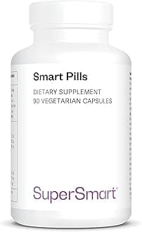 Supersmart - Smart Pills - with Bacopa Monnieri, Ginkgo biloba & L-theanine - Super Nootropics - Focus & Brain Boost Supplement - Caffeine Pills | Non-GMO & Gluten Free - 60 Vegetarian Capsules