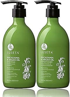 Luseta (macadamia, 2 500ml) - Macadamia & Argan Oil Shampoo & Conditioner Set, Rejuvenating & Moisturising Hair, 2 x 500ml (New Package)
