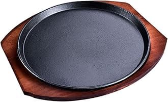 YYJINGYOU Skillet with Cast Iron Round Home Restaurant Rotisserie ((Plate + Iron) 25cm)
