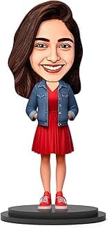 Avataar Studio Personalized Gift for Friends, Sister, BFF, Girlfriend,Character Caricature Photo Frame Unique Design Customized Gift for Friends & Family (Red & Blue Dress Girl)