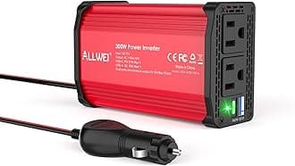 300W Power Inverter DC 12V to 110V AC, Compact Car Plug Adapter Outlet with 27W PD USB-C &18W USB-A Fast Charging, Cigarette Lighter Adapter Car Charger for Phone, Laptop on Road Trip - Red
