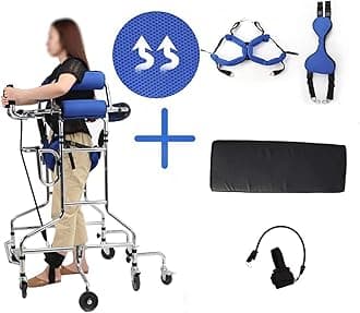 Mobility Walker Elderly Rehabilitation Walking, Walking Aid Adult Lower Limb Training Walking Stand Folding Height Adjustable Rehabilitation Equipment (Blue Ordinary) (Blue Breathable) (Blue breathab