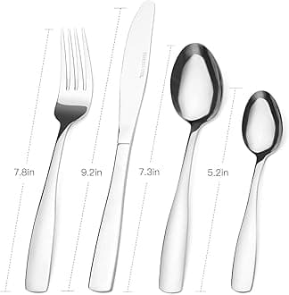 Cutlery Set, 16-Piece Tableware Set Stainless Steel Flatware Silverware Set with Mirror Polishing Knife and Fork Set, Service for 4, Dishwasher Safe, Easy Clean & Hold