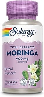 SOLARAY Moringa Capsules 900 mg - Moringa Supplement with 135 mg Saponins - Herbal Support w/Naturally Occurring Vitamins, Minerals, Amino Acids, Vegan, 60-Day Guarantee, 30 Serv, 60 VegCaps