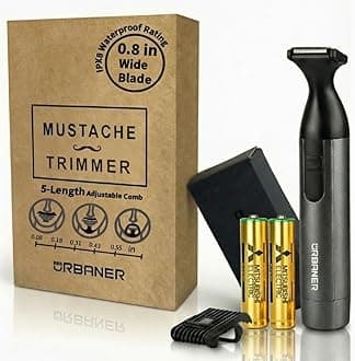 URBANER Mustache Trimmer – 0.8" Wide Blade, Waterproof & Adjustable, 0.08”-0.55” Precision Settings, Lightweight Grooming Clipper with Japanese Steel Blade for Travel Use, Beard Trimmer for Men