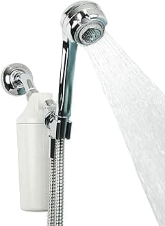 Aquasana Shower Filter for Hair & Skin | Reduces 90% of Chlorine | Handheld Wand Shower Head with 3 Settings | Dermatologist-Recommended | WaterSense Certified | Chrome | AQ-4105CHR-E
