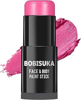 BOBISUKA Pink Face Body Paint Stick, Waterproof Pink Eye Black Sticks for Sports, Face Painting Kit for Halloween Makeup SFX Cosplay Special Effects Costume Parties Stage