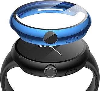 Misxi 2 Pack Hard PC Case with Screen Protector for Google Pixel Watch 2 (2023) / Pixel Watch 41mm, High Sensitivity Lightweight Anti-Fall Cover, 1 Blue + 1 Black