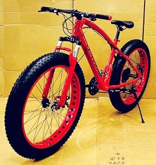 Sunspeed Unisex Mountain Bike | 21-Speed Gear with Double Disc Brakes, Fat Magnesium Tires, Carbon Steel Frame | 26-Inch White, Dual Suspension | Red