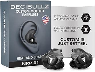 Custom Molded Earplugs, 31dB Highest NRR, Comfortable Hearing Protection for Shooting, Travel, Swimming, Work and Concerts (Black)