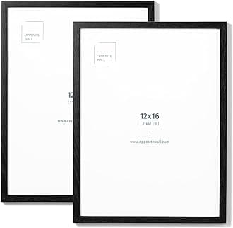 Opposite Wall - 12x16 in - Black Solid Oak Wood Picture Frame - Lightweight, Versatile & Shatterproof - Wall Hanging Poster or Photo Frame - Wall Decor for Office, Gallery & Home - 2 Pack