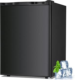 2.1 Cu.ft Small Upright Freezer, Compact Mini Freezer with Removable Shelves, Adjustable Thermostat, Reversible Door Hinge, Quiet for Home/Office/Kitchen/Dorm, Black