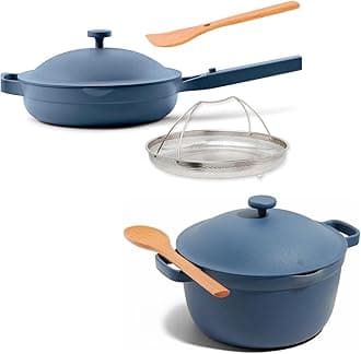 – Cookware Duo - 7-Piece Set Including the Always Pan, Perfect Pot and Spatulas | Multifunctional, Toxin-Free Nonstick | Heat Safe up to 450°F | Oven, Stove, Induction Compatible | Blue Salt