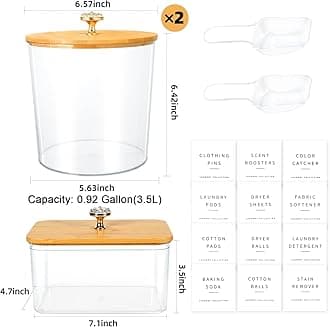 POLRAI 3 Pack Laundry Room Organization and Storage Jars Laundry Pod Containers and Dryer Sheet Holder with Lids and Labels for Laundry Detergent Laundry Pods Dry Sheet Organizing and Food Storage