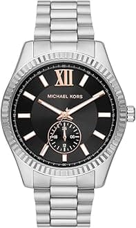 Men's Lexington Quartz Watch with Stainless Steel Strap, Silver, 22 (Model: MK8946)